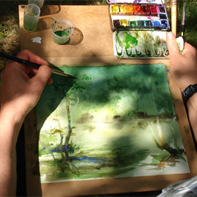 Randonnée et aquarelle